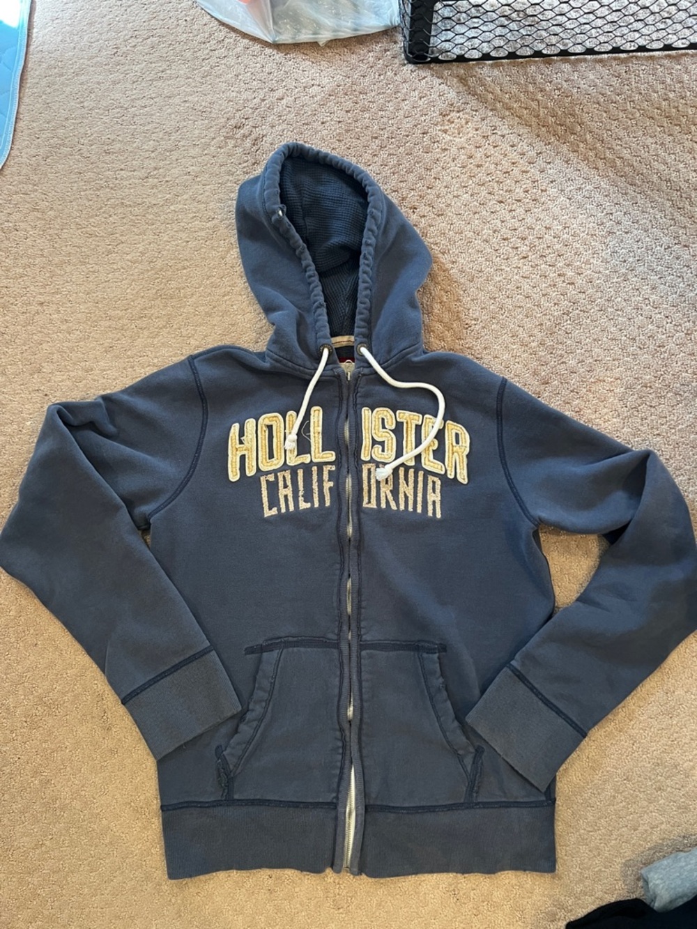 Men’s Thick Hollister Zip Up Drawstring Hoodie